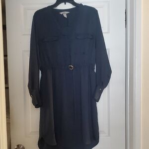 H&M Dark Blue Long Sleeve Dress